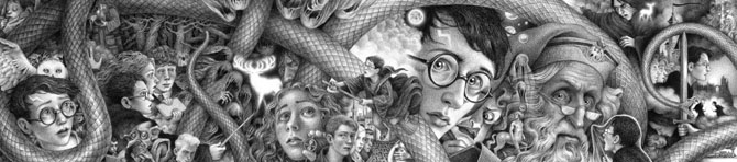 Hary Potter Cover Artwork Spread by Brian Selznick